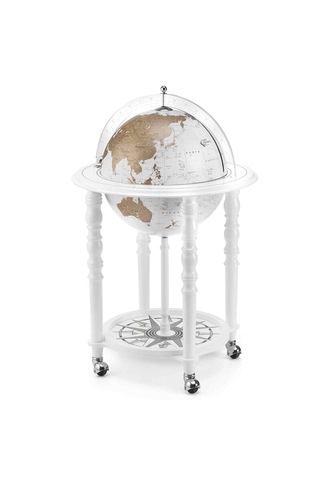 Zoffoli Elegance White Gold Haritalı Dünya Bar Servis 58x93cm Altın - Beyaz