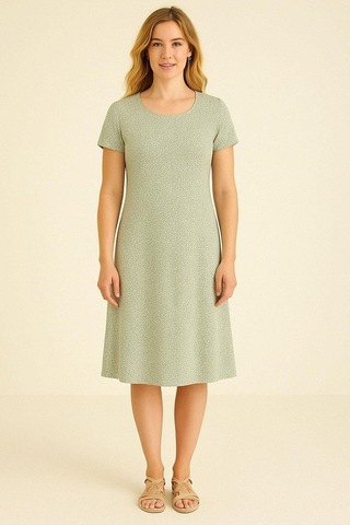 2 Adet Dökümlü Rahat Kalıp Günlük Penye Kumaş Elbise İndigo-yeşil