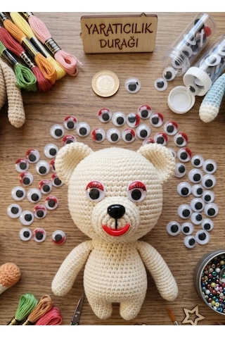 50 Adet - 1.5 Cm Kırmızı Kirpikli Oynar Göz -amigurumi Ve El Sanatları İçin Kırmızı004