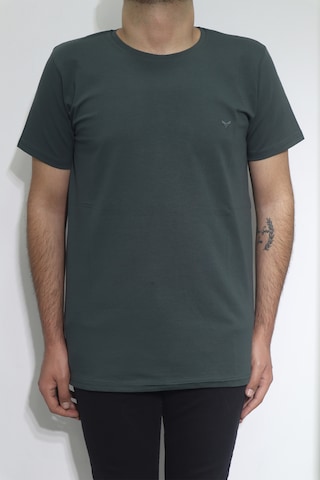 Santa Dmctekstil Erkek Tshirt-091 Düz Spor Kesim Dar Kalıp Bisiklet Yaka Basic T-shirt Haki