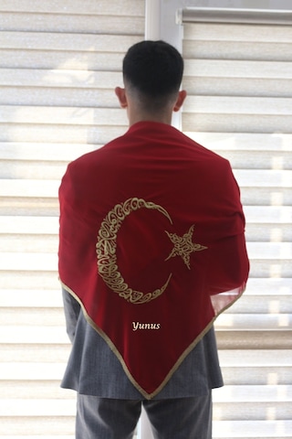 İsimli Damat Kına Asker Şalı Omuz Örtüsü Ayyıldız Nakış Işlemeli Ay Yıldız Gold Isme Özel