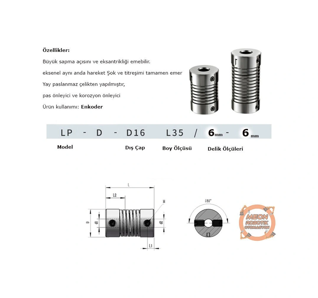 6x6 Mm Çelik Yaylı Enkoder Kaplini