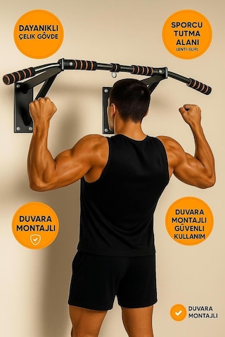 Leyaton Duvar Barfiks Aleti Barfix Demiri Barfiks Çubuğu 200 Kg Taşıma Kapasiteli Siyah, Dvbrfx
