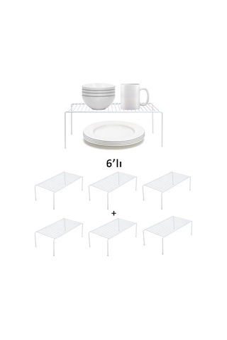 Tel Organizer Dolap Depolama Rafı 22x40cm Beyaz 6 Çok Renkli