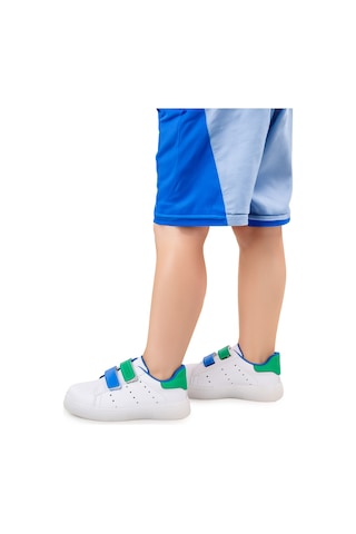 Kiko Kids Royzo Cırtlı Işıklı Erkek Çocuk Spor Ayakkabı Beyaz - Mavi - Yeşil