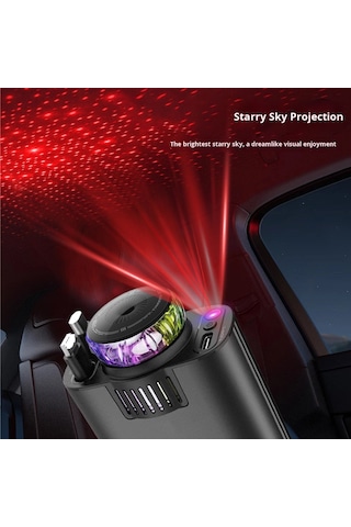 5in1 Araç Çakmaklığı Pd Hızlı Araç Şarj Cihazı Kendinden Kablolu Rgb Yıldız Işık Saçan Araç Kokusu Aroma Difüzör Özellikli + 3 Adet Esans Hediyeli 45w Black