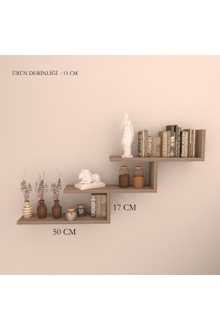 Rafkestir 3 Lü Almira Duvar Rafı Beyaz ( Parlak )