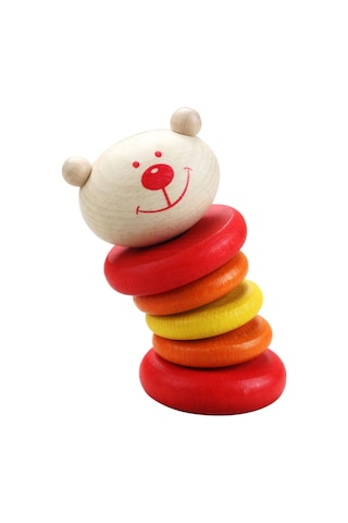 Calimeratoys Ahşap Ayıcık Çıngırak & Helikopter Oyuncak 2li Set