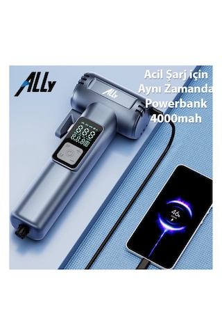 Dijtal Şarjlı Araç Lastik Hava Şişirme Pompası Power Bank Penere