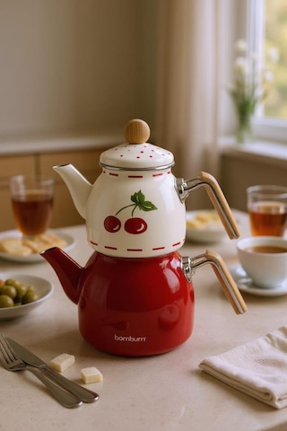 Bambum Unique - Bambu Kulplu Çaydanlık Takımı Cherry Diğer