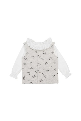 Petit Boom İçi Polarlı Yelek Panda Gri