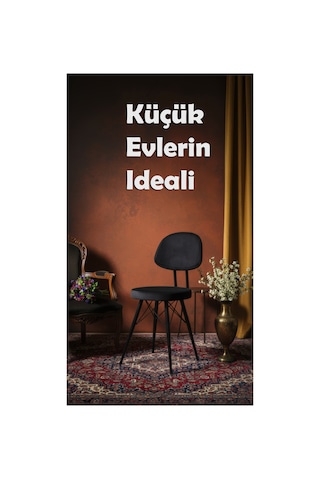 Kav Mutfak Sandalyesi, Yemek, Bahçe, Kafe, Modern Sandalye - Siyah Kumaş