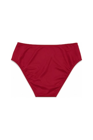 Büyük Beden Yan Drapeli Toparlayıcı Yüksek Bel Kadın Bikini Alt Kırmızı