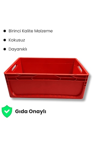 Alpbx 1.kalite Kırmızı Plastik Kasa 60x40x22 Cm - Kutu 44 Litre Kırmızı