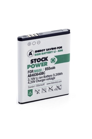 Samsung Uyumlu M600 S8300 Stock Power Batarya Samsung Uyumlu M600 S8300 Stock Power Batarya