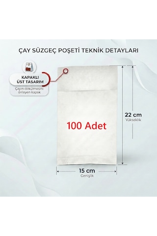 Endüstriyel Demlik İçi Çay Filtresi Körüklü Kapaklı Çay Süzgeci Boş Demlik Poşeti Bonesi 15x22 Cm 100 Adet 100 Lü Bitki Kış Çay Demleme