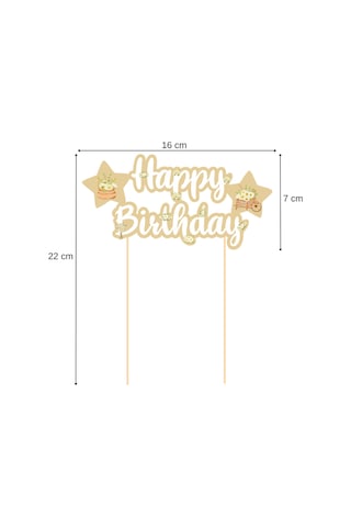 Papatya Temalı Happy Birthday Kaligrafi Pasta Üstü Süs Tüm Yaşlar