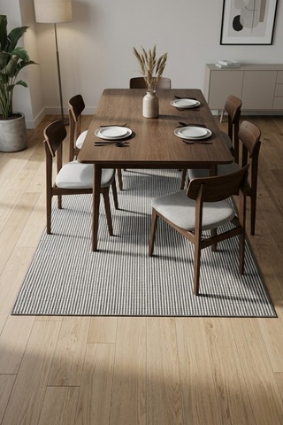 Yemek Masası Altı Halısı Dikdörtgen Dekoratif İnce Yıkanabilir Modern Salon Halısı Gri Porlo-7129 Gümüş