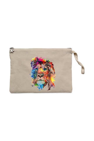Lion Brothers Lion Rainbow Krem Clutch Astarlı Cüzdan / El Çantası Krem