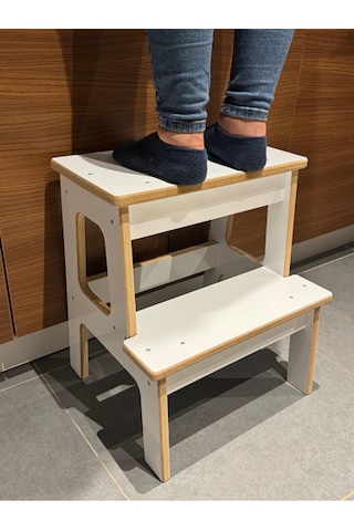 Basamaklı Mutfak Tabure Merdiven Beyaz