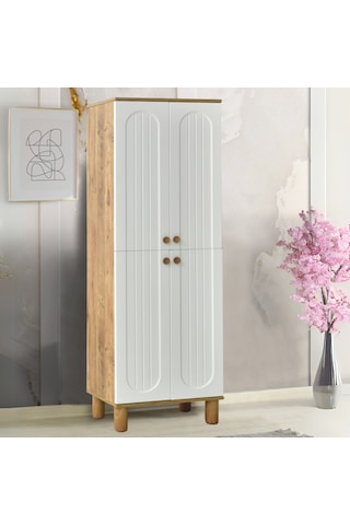 Lidya Portmanto Dolabı - Atlantik Çam - Beyaz Atlantik Çam - Beyaz