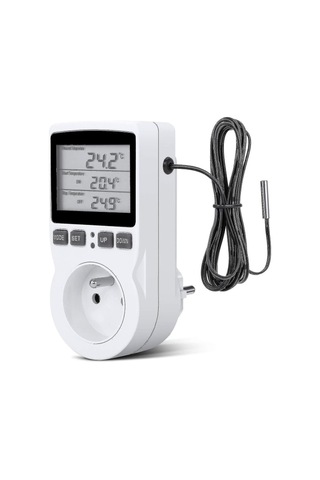 Dijital / Isıtma Ve Soğutma Termostat Soketi Lcd Sıcaklık Kontrolörü, Sera Sıcaklık Kontrolörü/teraryum Termostatı Soket İçin 230v