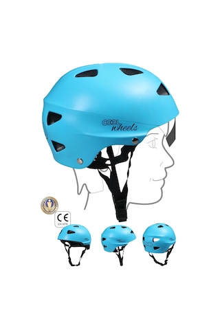 Mavi Erkek Çocuk Kaskı Spor Koruyucu Kask Dizlik Dirseklik Donanım Seti Kaykay Bisiklet Scooter Çok Renkli