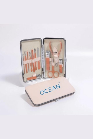 Ocean 12 Parça Premium Çantalı Metal Manikür Seti Asu-177c