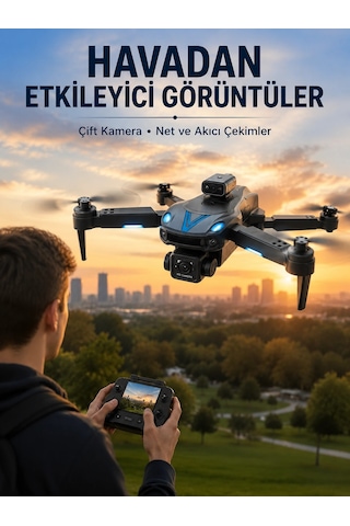 Katlanabilir Çift Kameralı Drone Uzaktan Kumandalı Hava Aracı Belirtilmemiş