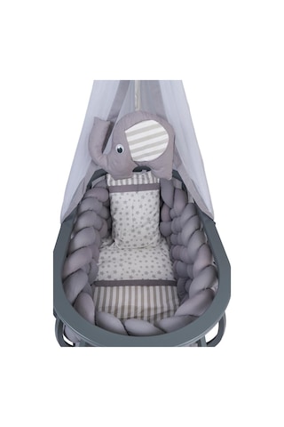 TommyBaby Lina Sepet Beşik Ahşap Beşik Örgülü Uyku Setli Doğal Ahşap Beşik