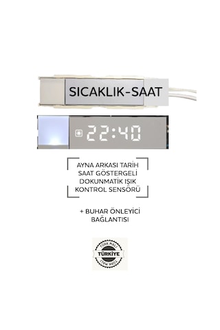 Ayna Arkası Tarıh Saat Göstergelı Dokunmatık Isık Kontrol Sensörü