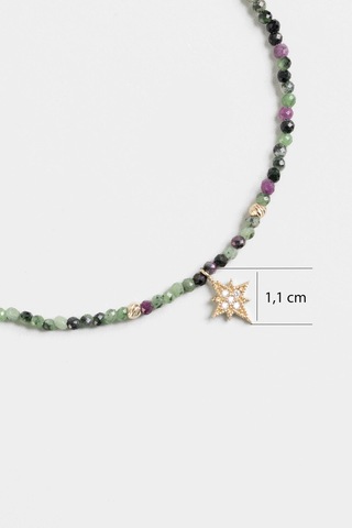 Kuzey Yıldızı Turmalin Taşlı 18 Cm 14 Ayar Sarı Altın Bileklik
