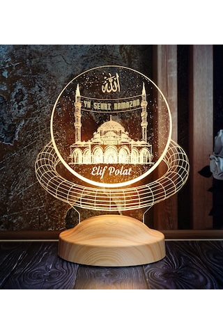 Ramazan Hediyesi, Kişiye Özel İsim Soyisim ve Mahya Yazısı Yazılabilen Camii Dini Hediye, 3D Led Lamba