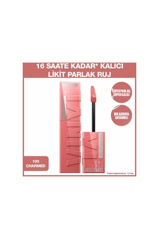 Maybelline New York Super Stay Vinyl Ink Likit Ruj 100 Charmed