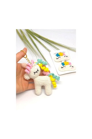 Amigurumi Unicorn Anahtarlık Ve Saç Tokası Seti