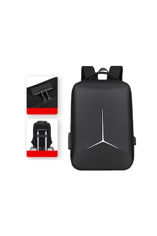 Laptop Notebook Kilitli Sırt Çantası Usb Şarj Ve Kulaklık Girişli