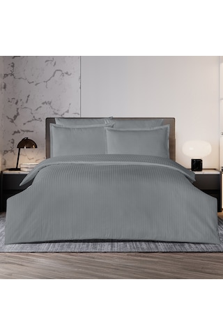 Infinity Tek Kişilik Poplin Nevresim Takımı Gri 4 Parça