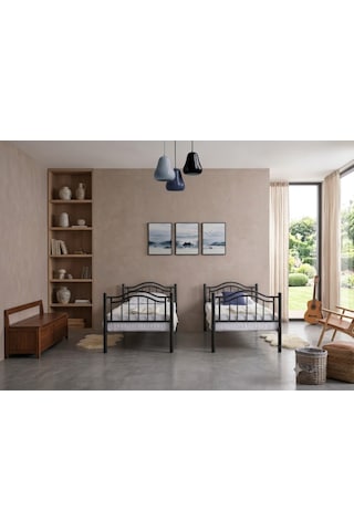Missidea Belinay Ayrılabilir Estetik Metal Ranza Siyah 90x190 Cm 90 x 190 CM