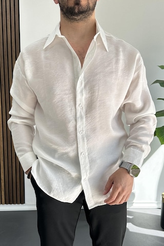 Erkek Salaş Modal Kumaş Gömlek Beyaz Edw267 Beyaz