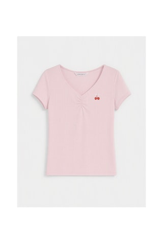 Lcw Young Pembe Kiraz Baskılı Kadın Şortlu Pijama Takımı