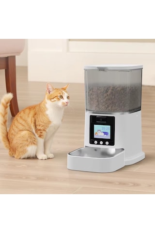 Daphnela Pet Kameralı Akıllı Otomatik Mama Kabı 5 Litrelik Video Özellikli Beyaz