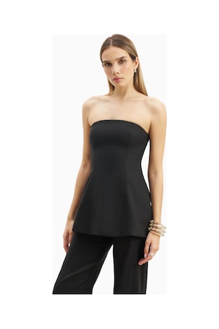 Because Of Alice Strapless Linen A - Line Bodice Kadın Üst Siyah
