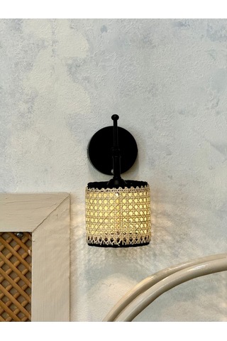 Hazeran & Rattan Siyah Duvar Aydınlatması Ledli Aplik Siyah