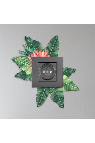 Cajuart Dekoratif Yeşil Çiçek Desenli Ahşap Priz Anahtar Sticker Dekor