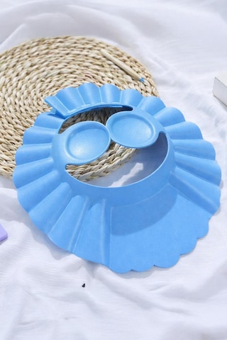 Ayarlanabilir Bebek Banyo Şapkası Yenidoğan Duş Bonesi Göz Kulak Koruyucu 28 CM Mavi