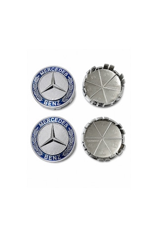 Mercedes Uyumlu Mavi Jant Göbeği Kapağı Arması 75 Mm 7,5 Cm 4'lü Takım