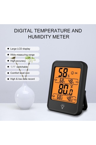 Jms Büyük Lcd'li Dijital Higrometre Termometre İç Mekan Sıcaklık Ve Nem Ölçer Monitör Ölçer  Beyaz