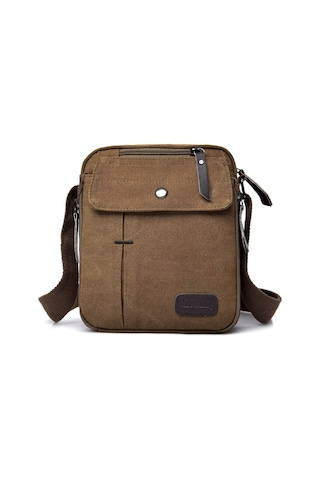 Günlük Trend Çok Bölmeli Kanvas Postacı Omuz Çantası Mh6662 Kahverengi