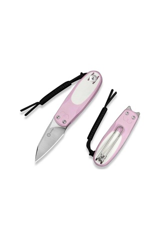Civivi Purr Powder Pink & White G10 Handle Satin Finished Nitro-v Blade Kamp Çakı Pembe