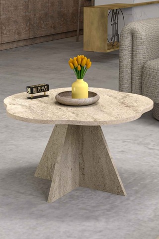 Çiçek Orta Sehpa Bej 70 Cm Sarı